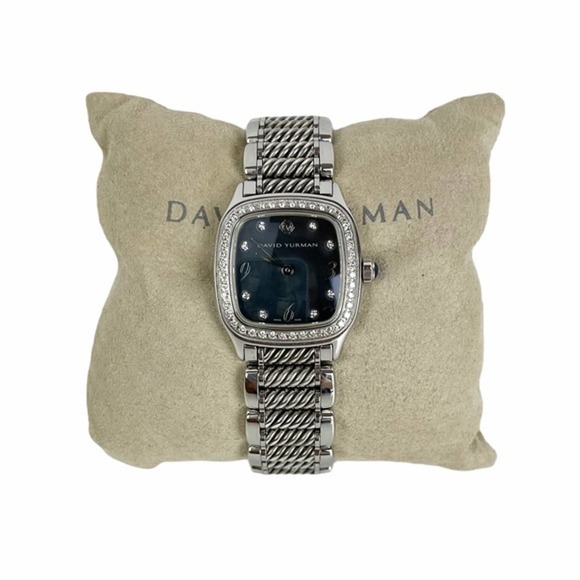 David Yurman Thoroughbred Diamond Black Mother of Pearl Stainless Steel Watch - Picture 1 of 7